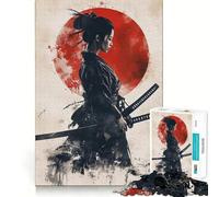 Samurai Woman with Red Sun 1000 Pieces Jigsaw Puzzles for Adults Memory Boost Home Pastime Image Assembly Wall Art Decor (50x75cm)