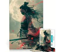 Samurai Woman with Sword 1000 Piece Jigsaw Puzzles for Adults Teenagers Recall Boost Calm Escape Smooth Cut Heartfelt Gift (50x75cm)