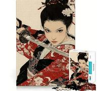 Samurai Woman with Sword 1000 Pieces Jigsaw Puzzles for Adults Memory Boost Home Pastime Image Assembly Wall Art Decor (50x75cm)