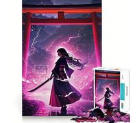 Samurai Woman with Sword Jigsaw Puzzles 1000 Piece for Adults Think Smart Toy Together Fun Accurate Cut Art Display (38x26cm)