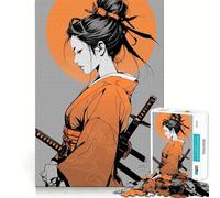 Samurai Woman with Swords And Kimono 1000 Piece Jigsaw Puzzles for Adults Jigsaw Mind Puzzle Mind Calm Art Assembly Unique Gift (38x26cm)