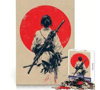Samurai Woman with Swords And Red Sun for Adults 1000 Piece Jigsaw Puzzle Mind Exercise Toy Family Joy Precision Cut Lovely Gift (38x52cm)