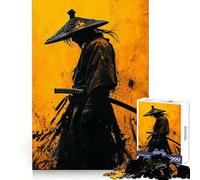 Samurai Yellow Silhouette Jigsaw Puzzles 1000 Piece for Adults Strengthen Recall Leisure Fun Quality Edge Elegant Gift (38x52cm)