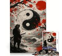 Samurai, Yin Yang, And Red Sun Jigsaw Puzzle 1000 Piece for Teenagers Logic Train Toy Light Relax Smooth Cut Wall Art Decor (38x52cm)