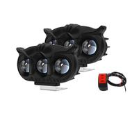 SAMWDK Motorcycle Front Headlight 1/2pcs Motorcycle Headlight LED Spot Light Shape 3 Light 5 Modes Three Colors Strobe Fog Light Motorbike Running Lamp(2LED with switch)