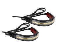 SAMWDK Motorcycle Front Headlight 2 Pcs 12V LED Motorcycle Turn Signal Light & DRL Ring Fork Strip Lamp Flashing Blinker Amber White Moto Flasher Auto Accessories