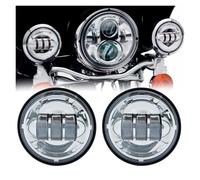 SAMWDK Motorcycle Front Headlight 7 Inch LED Motorcycle Headlight Amber Turn Signal 4.5 Inch Fog Light For Classic For Electra For Heritage For Softail H4 Headlamp(4.5inch Chrome)