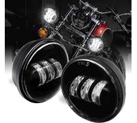 SAMWDK Motorcycle Front Headlight 7 Inch LED Motorcycle Headlight Amber Turn Signal 4.5 Inch Fog Light For Classic For Electra For Heritage For Softail H4 Headlamp(4.5inch Black)