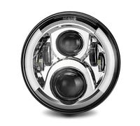 SAMWDK Motorcycle Front Headlight Motorcyce 7 Inch Round LED Headlight With 7" Mounting Bracket Ring Support For Road For King For Steet For Glide For Touring Accessories(Chrome light only)