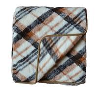 SamWo Sheep's Wool Blanket Floor 100% Merino Wool 200 x 140 cm Brown Check