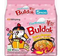 Samyang Buldak Carbonara Hot Chicken Flavour Ramen Noodles Pack of 5 - Korean Instant Noodles, Spicy Creamy Ramen, Buldak Noodles Carbonara, Korean Fire Noodles Multipack 5 x 130g