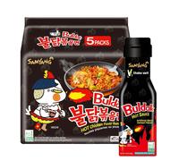 Samyang Buldak Hot Spicy Ramen Challenge (5 x Noodles & 1 x Fire Sauce) HALAL