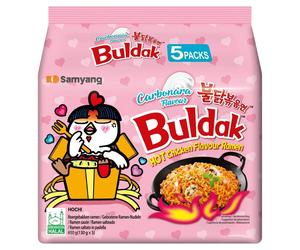 Samyang Buldak Ramen 5 Pack of Carbonara Flavoured Stir Fried Korean Noodles