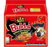 Samyang Chicken Ramen Noodles (140 x 5) Gram - Instant Korean Style Spicy Flavour - Quick & Delicious Instant Chewy Noodles (Pack of 1, Samyang 2xSpicy Noodles)