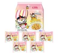 Samyang Hot Chicken Buldak Cream Ramen Noodles (5 Pack, Cream Carbonara Flavour) - Spicy Pots | Halal Instant Cup Meal & Quick Snack | Authentic Korean Street Food, Made in Korea for Asian Food Lovers