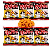 Samyang Hot Chicken Flavour Zzaldduck Snack 120g x 6 Pack, Korean Buldak Style Crunchy Topokki Shaped Crisps, Sweet Spicy Ready to Eat Asian Snack, Imported Korean Snack Multipack