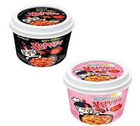 Samyang Hot Chicken Rice Cake(Topokki ) Bowl (Pack of 2) (Original + Carbonara), 180.0 gram