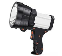 Samyoung Spotlight 120000 Lumen Super Bright, 10000 mAh 30 Hours LED Rechargeable Flashlights, IP65 Waterproof Rechargeable Spotlight Come with Collapsible Tripod & Strip for Hunting Boat Camping