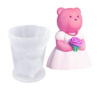 San a Candle-Berestick-Wedding Bear-Ceremic, Cartoon Bear Soap | Handmade Decoration for Making Reusable Candles for Crafts