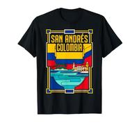 San Andres Colombia Flag Caribbean Island Lighthouse Retro T-Shirt