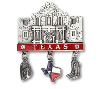 San Antonio Alamo Metal Refrigerator Charm Magnet, Texas Collectible Travel Souvenir, 3.5 Inches
