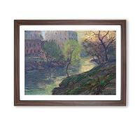 San Antonio River By Julian Onderdonk Classic Painting Framed Wall Art Print, Ready to Hang Picture for Living Room Bedroom Home Office Décor, Walnut A2 (64 x 46 cm)