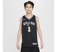 San Antonio Spurs 2022/23 Icon Edition Older Kids' (Boys') NBA Swingman Jersey - Black - Polyester L
