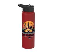 San Antonio Sunset Skyline Art Design Stainless Steel Insulated Water Bottle