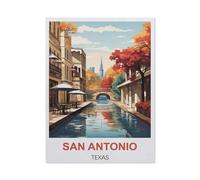 San Antonio Texas Vintage Travel Poster，Jigsaw Puzzles 1000 Pieces for Adults, Classic Puzzle Kids Puzzle Challenging and Difficult Puzzles for Adults and Teens（50x70cm）-CB13