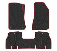 San Auto Car Floor Mat for Jeep Wrangler JL 4x4 Door Sahara Rubicon 2018-2025 Custom Fit Black Red Rubber Auto Floor Liner Mat All Weather Heavy Duty - Not Fit 4XE