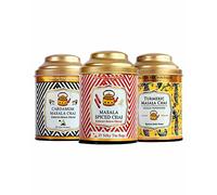 SAN-CHA Masala Chai Tea Bundle, Value Pack, 50 Pyramid Tea Bags & 100gm Whole Leaf Tea, Turmeric Superfood Chai, Masala Chai & Cardamom Chai, 100% Biodegradable Tea Bags