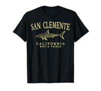 San Clemente California Shark Retro Yellow Art Fishing T-Shirt