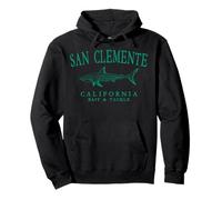 San Clemente California Shark Vintage Teal Art Fishing Pullover Hoodie