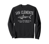 San Clemente California Shark White Art Vintage Fishing Sweatshirt