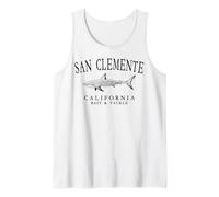 San Clemente California Vintage Shark Black Art Outline Tank Top