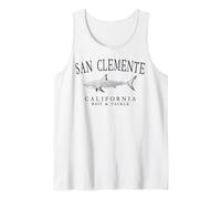 San Clemente California Vintage Shark Slate Art Fishing Tank Top