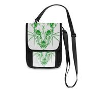 San Clemente Island Fox Skull bamboos Outlined Green Travel Wallet Passport Holder Passport Wallet Slim Lightweight Crossbody Bag with Adjustable Strap