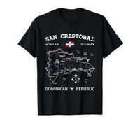 SAN Cristobal Dominican Republic Flag Travel Map Coordinates T-Shirt