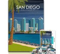 San Diego California Adult Puzzles 1000 Pieces,Help The Brain Exercise Addictive Toys to Cultivate Patience Unique Challenge Game 75x50cm