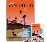 San Diego California Beach Jigsaw Puzzles for Adults Teenagers Jigsaws Puzzle,Help The Brain Exercise Addictive Toys to Cultivate Patience Suitable for Couples 75x50cm