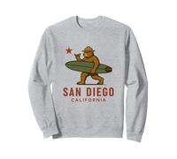 SAN DIEGO CALIFORNIA BEAR WITH SURF BOARD - SHAKA SIGN Sweatshirt