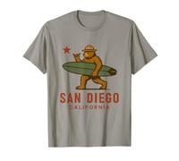 SAN DIEGO CALIFORNIA BEAR WITH SURF BOARD - SHAKA SIGN T-Shirt