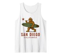 SAN DIEGO CALIFORNIA BEAR WITH SURF BOARD - SHAKA SIGN Tank Top