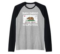 San Diego California Flag Design San Diego CA Flag Raglan Baseball Tee