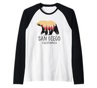 San Diego California Grizzly Bear Vintage Souvenir Gift Raglan Baseball Tee