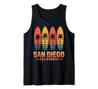 San Diego California Retro Surf Sunset Boards Tank Top