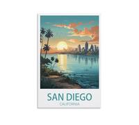 San Diego California Vintage Travel Poster Landscape 12x18inch(30x45cm) Canvas Wall Art Posters for Living Room Decor Paintings for Home Decor