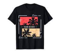 San Diego Coastal Vibes Mission Beach Palm Art Design T-Shirt