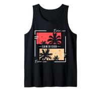 San Diego Coastal Vibes Mission Beach Palm Art Design Tank Top