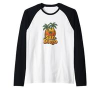 San Diego Coastal Vintage Sun California Beach Vibes Raglan Baseball Tee